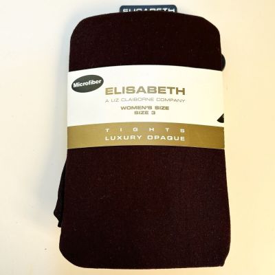 Liz Clairborne Company Elisabeth Tights Luxury Opaque Women's Size 3 Dark Maroon